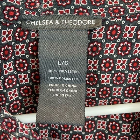 Chelsea & Theodore Lightweight Floral Print Button Down Blouse Size Large - Picture 7 of 10